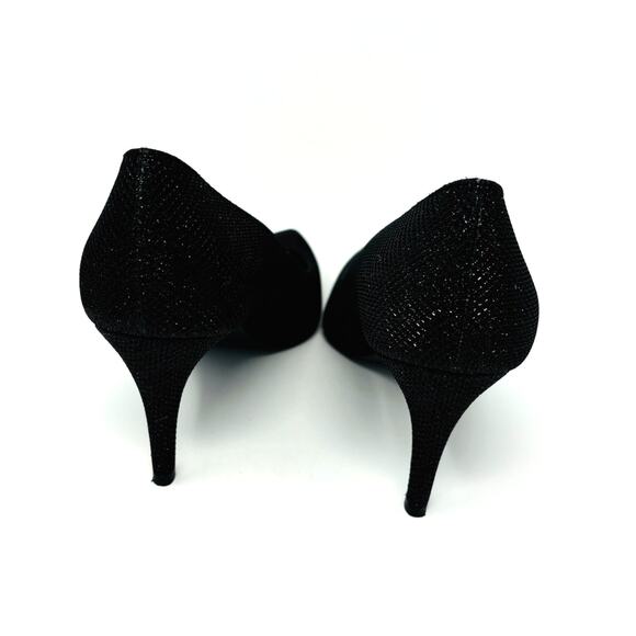 Stuart Weitzman Pinot Black Pump Heels, Size 8.5, Fabric Glitter - Picture 7 of 8